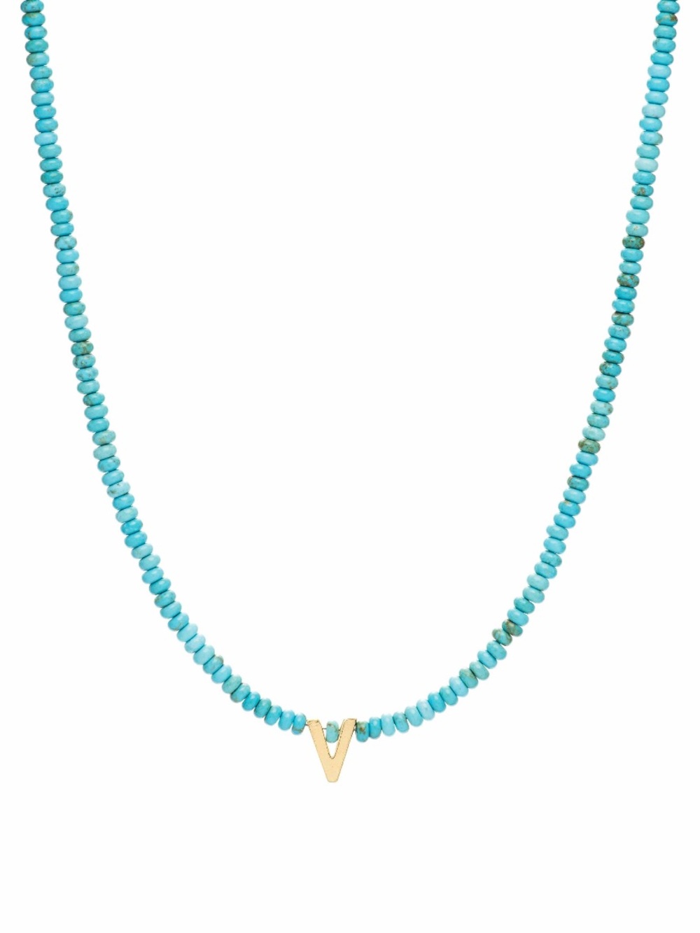 NEW✨ Mayamar Genuine Turquoise Beaded Initial Necklace 24k Gold Dipped Letter V